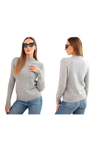 Kesi Szary sweter damski z półgolfem – klasyczny, miękki