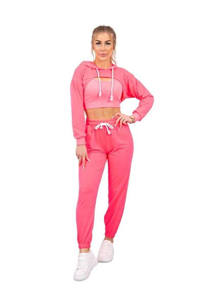 Kesi Komplet bawełniany 3-częściowy różowy neon