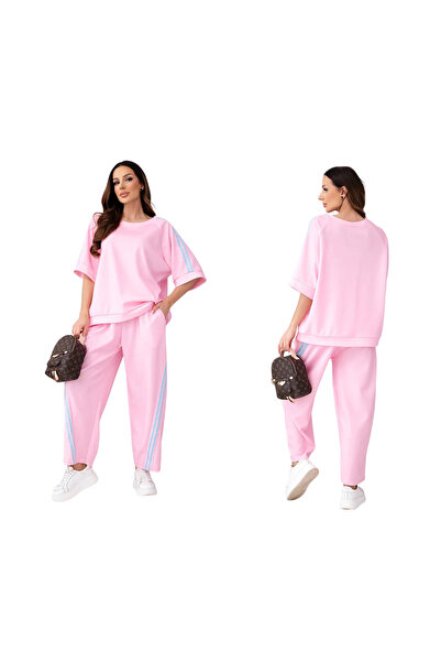 Kesi Set de damă din viscoză roz bombon cu dungi | Butter