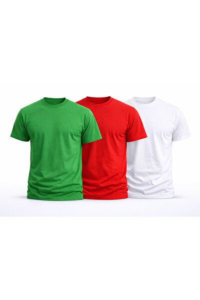 MONOTEE Men's T-shirt 100% Cotton, Set of 3 T-shirts, Men's Simple Basic Soli...