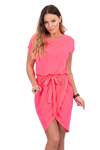 Kesi Sukienka wiązana z kopertowym dołem różowy neon