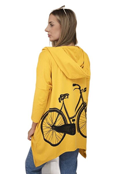 Kesi Hanorac cu imprimeu de biciclete muștar