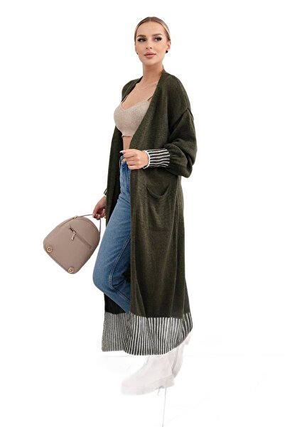 Kesi Cardigan kaki cu buzunare