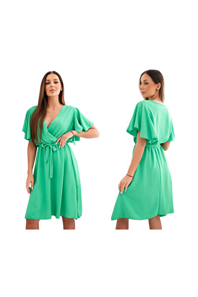 Kesi Jasno zielona sukienka kopertowa z paskiem