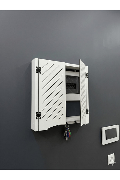 AA AHŞAP Elektrik Pano Düzenleyici Duvar Düzenleyici Ahşap Dekoratif Beyaz Ku...