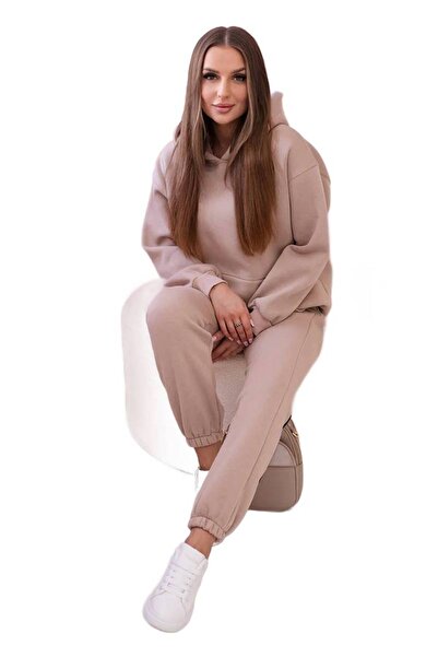 Kesi Komplet bawełniany z nadrukiem jasny beżowy