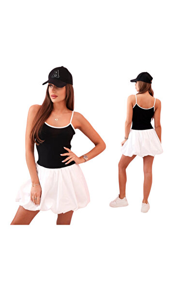 Kesi Czarna sukienka damska na ramiączkach z rozkloszowanym bawełnianym dołem