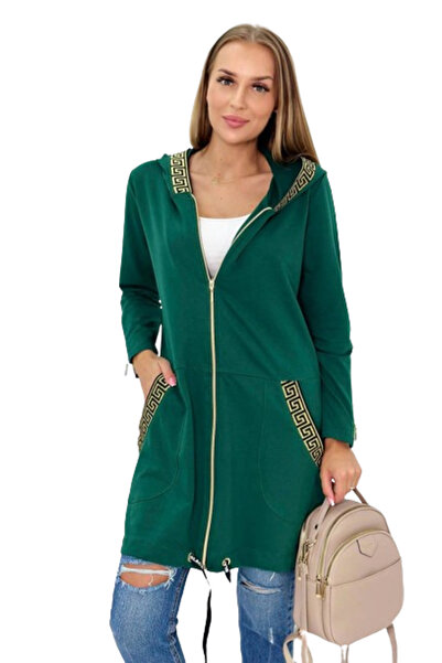 Kesi Hanorac verde închis cu bandă decorativă