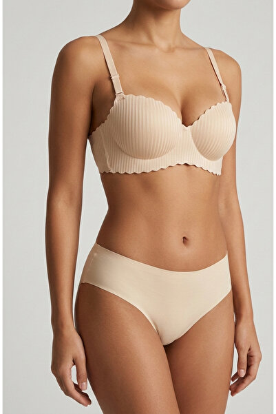 My Scialle Women's Beige Color Laser Cut Stitch-Free Non-wired Padded Bra Sli...