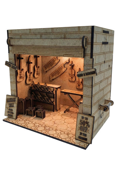 ALGWOOD Miniatür Müzik Enstrüman Dükkanı Diorama – 96 Parça Ahşap Book Nook M...