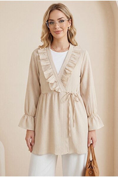MissRunin önü Fırfırlı Bağlamalı Krinkıl Kimono