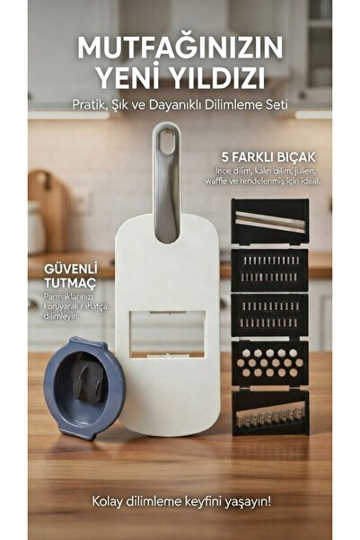 Generic 6 Parçalı Profesyonel Çok Fonksiyonlu Sebze Doğrayıcı ve Rende Seti -...