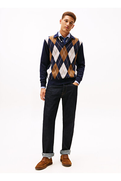 Tommy Hilfiger Mavi Erkek Kazak MW0MW42614DW5_ARGYLE LS RUGBY