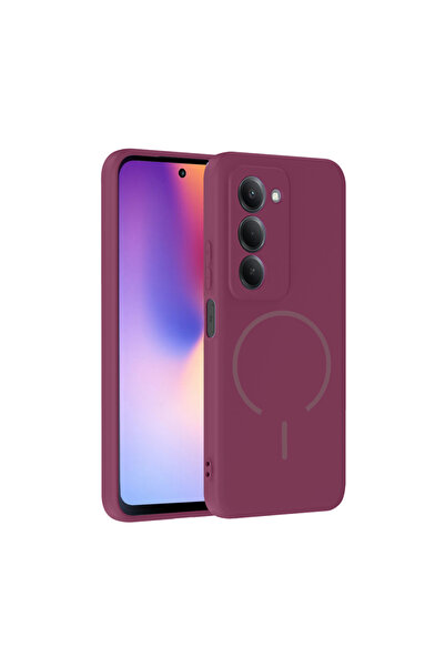 Paladyum Case غطاء ميتا من السيليكون باللون الأحمر الداكن متوافق مع هاتف Redm...