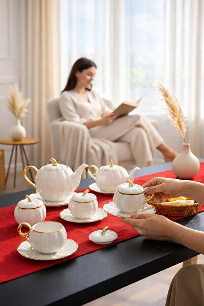 Kezze 6'lı Balkabağı Tasarım Kahve Fincanı Seti - Özel Tasarım Kahve Sunum Seti