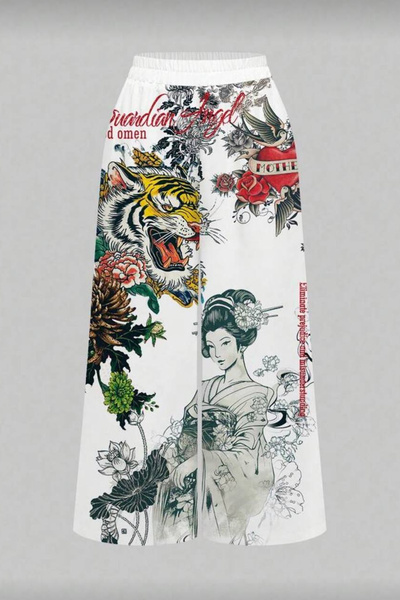 İlayda Toprak Avant Guardian Angel Λευκό Κινέζικο Σχέδιο με Λεπτομέρειες Φαρδ...