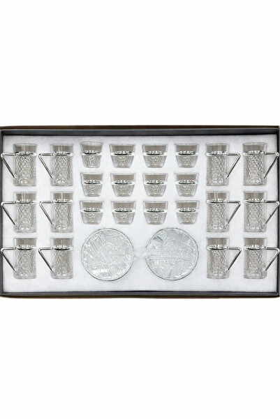 Urbanza 36 Piece Luxury Textured Glass Tea Set with Cups Mugs and Saucers Ele...