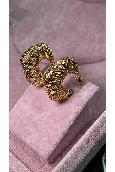 rive.jewelry 21 Ayar Altın Kaplama Vintage Tasarım Halka Küpe – Şık Kadın Küpesi