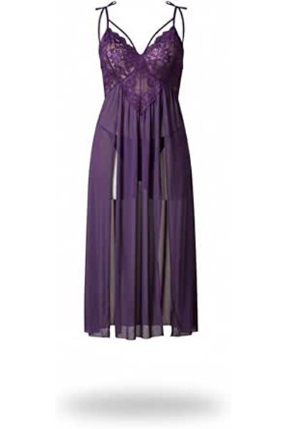 Generic Transparent Babydoll with Thin Straps and Shell Hem