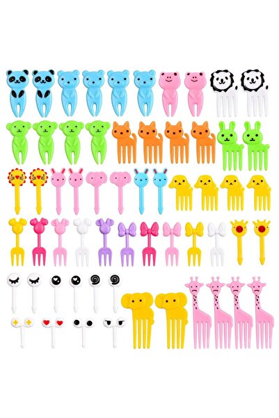 Generic 60 Pcs Cartoon Animal Food Picks for Kids, Reusable Fruit Forks