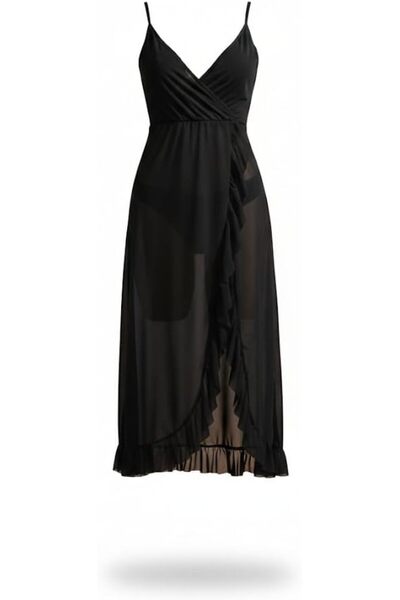 Generic Sheer Midi Dress With V-neck