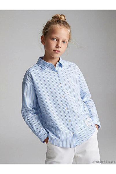 LC Waikiki Lcw Kids Blue Striped Girl's Shirt