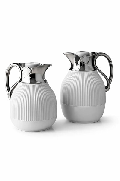 Urbanza 2 Piece Silver Vacuum Flask Thermos Set Hot & Cold Arabic Coffee Tea ...