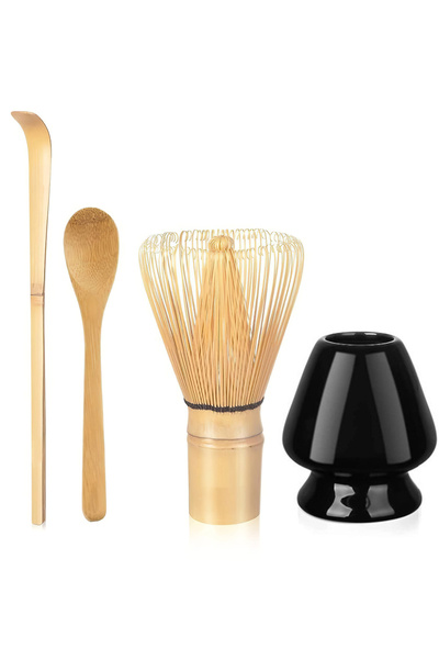 L&Wen Matcha Making Tool Set, 4Pcs Kit with Bamboo Stirrer, Scoop, Spoon, Hol...