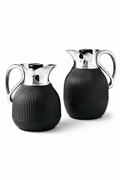 Urbanza 2 Pcs Black Chrome Thermos Set Vacuum Flask Insulated Coffee Tea Cara...