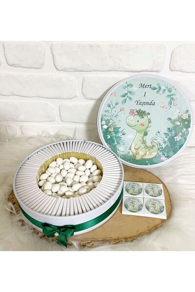 Sweet Story 50 Adet+200 Gr Draje Dinazor Temalı İsme Özel Hoşgeldin Erkek Beb...