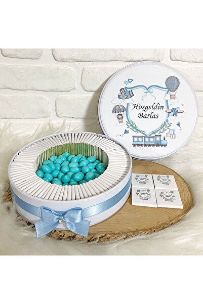 Sweet Story 150 Adet+200 Gr Draje Tren Temalı İsme Özel Hoşgeldin Erkek Bebek...