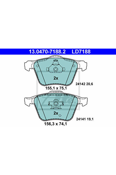 Ate Σετ τακάκια φρένων, δισκόφρενο 13.0470-7188.2