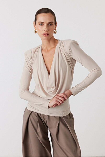 FACETTE Degaje Collar Long Sleeve Body Beige