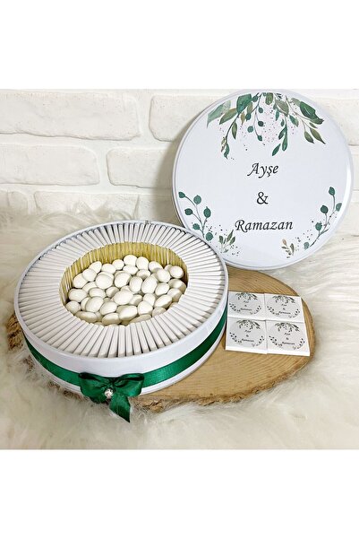 Sweet Story 150 Adet+200 Gr Draje Yaprak Temalı İsme Özel Nişan-Nikah-Söz-Düğ...