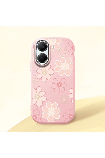 ucuc Poco X7 Pro Uyumlu Darbe Emici Kamera Korumalı pembe Silikon Kılıf Çiçek...