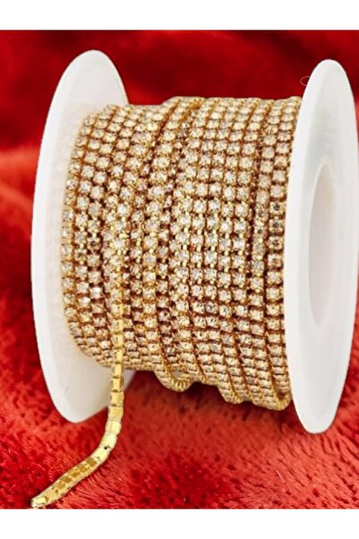 Armada 1 Meter Crystal Stone Metal Slot Ribbon Gold (3mm)