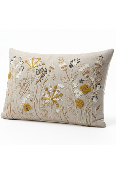 AKDC 60 x 40 cm Rectangular Cushion Cover – Beige Decorative Pillow Cover wit...