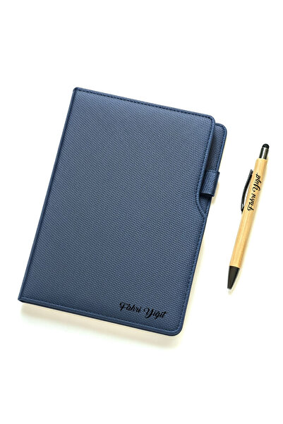 ertal hediyelik Kişiye Özel L Model Deri Defter a/5 - Bambu Kalem