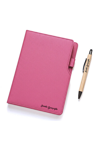 ertal hediyelik Kişiye Özel L Model Deri Defter a/5 - Bambu Kalem