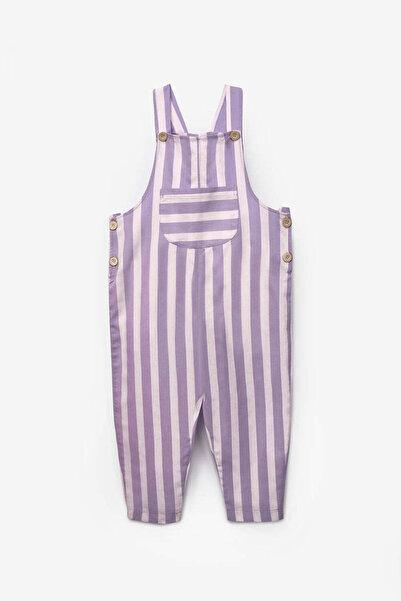 Le Mabelle Lila Çizgi cu model cu detaliu la buzunar Salopetă pentru copii