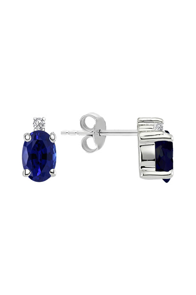 Sirius Pırlanta Pırlanta ve Oval Safir Arya Küpe 0617E0065