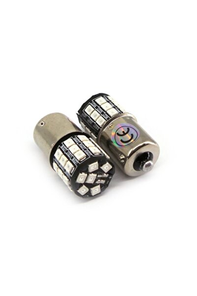 motoLEDy 2 buc Bec LED BA15S 12V CANBUS roșu 1100lm