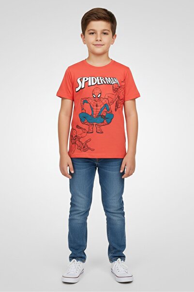 Marvel Kids Boy Short Sleeve Spiderman T-Shirt, Orange