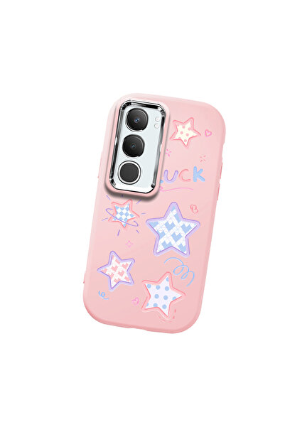 Hontinga حافظة هاتف من السيليكون الناعم باللون الوردي متوافقة مع كاميرا Vivo ...