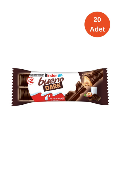 Kinder Bueno Dark Çikolata 43 Gr - 20 Adet