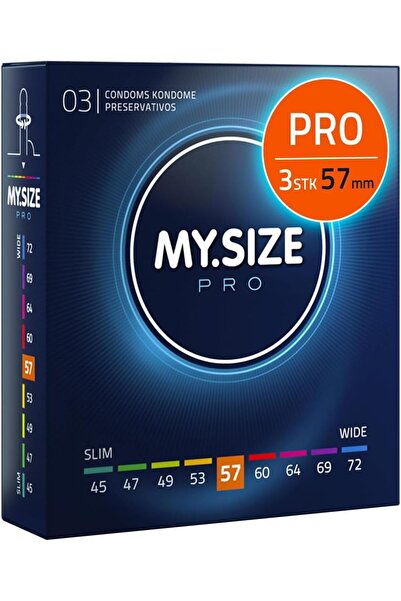 Mysize PRO واقيات ذكرية رفيعة للغاية، 3 قطع (مقاس 57) - عديمة الرائحة، تدوم ط...