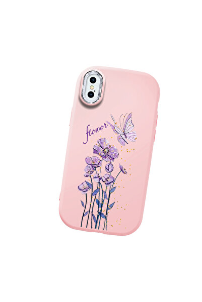 Hontinga iPhone XS Max Compatible Camera Protected Pink Soft Silicone Phone C...