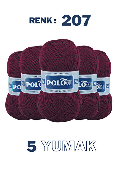Polosu (5 Adet) Siesta Soft - Atkı Yelek Kazak El Örgü Ipliği - 207 Bordo