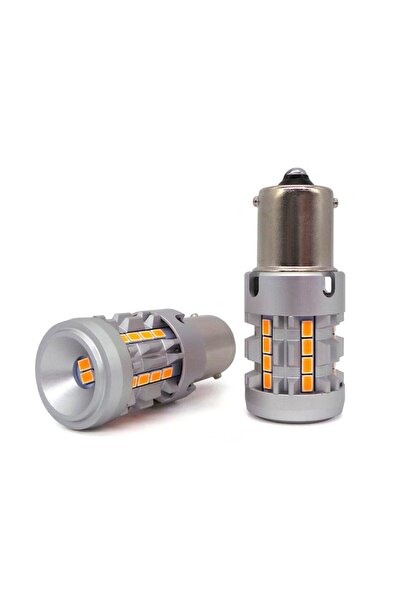 motoLEDy 2 buc Bec cu LED P21W, BA15S 12-24V fără eroare portocaliu puternic ...