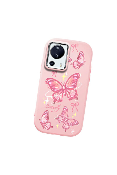 Hontinga حافظة هاتف من السيليكون الناعم باللون الوردي متوافقة مع كاميرا Mi 13...